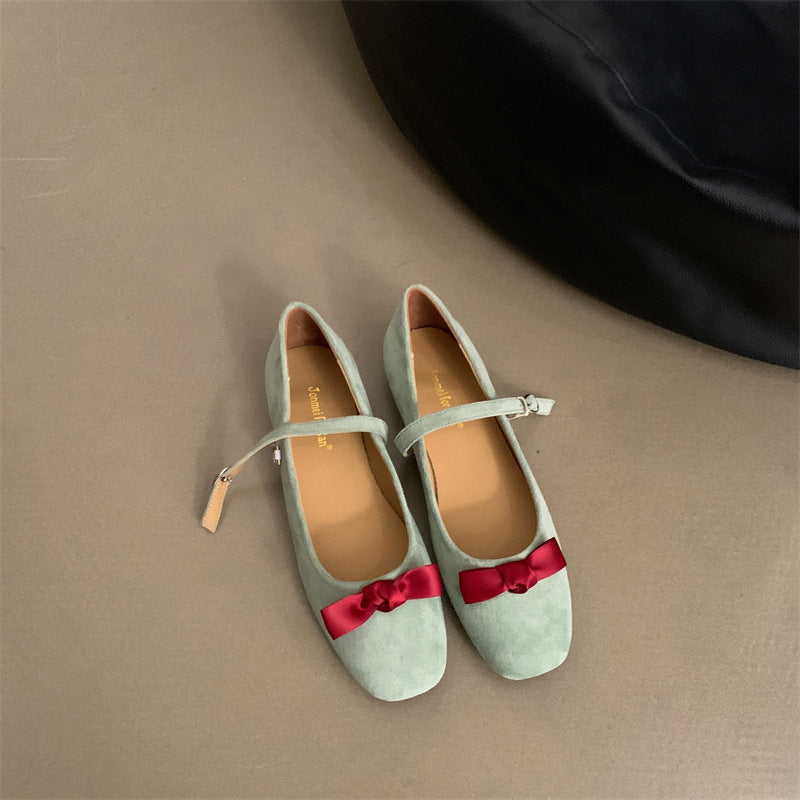 Damen elegante Ballerinas mit modischem Mary Jane-Riemchen und Schleifenverzierung EB