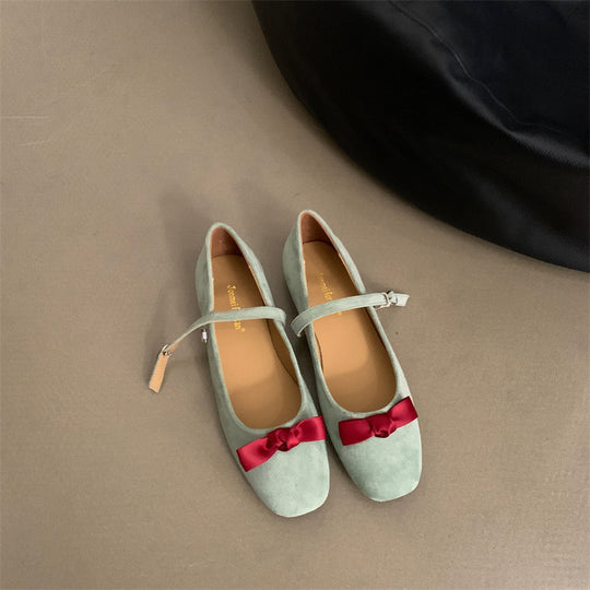 Damen elegante Ballerinas mit modischem Mary Jane-Riemchen und Schleifenverzierung EB