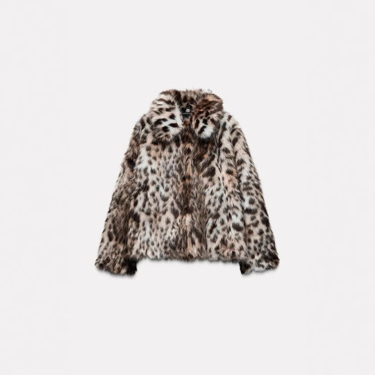 Damen Modische Leopardenmuster Kunstpelzjacke EB