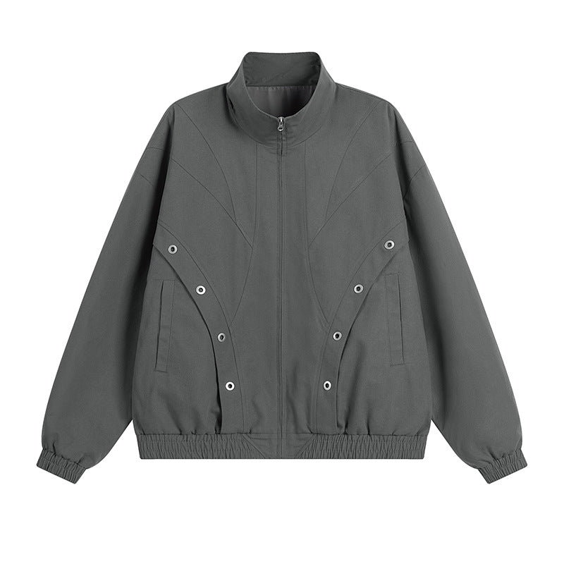Damen modische Übergangsjacke mit hohem Kragen und praktischen Druckknopfdetails EB