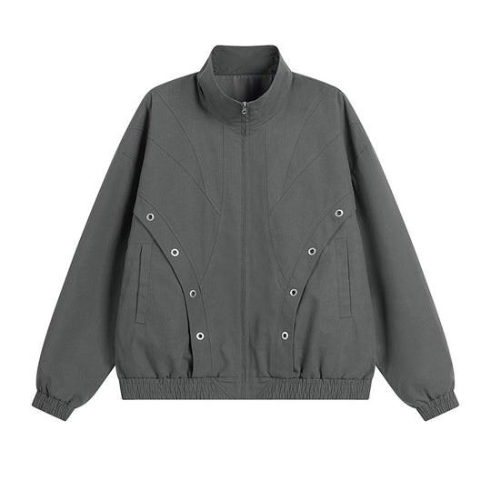 Damen modische Übergangsjacke mit hohem Kragen und praktischen Druckknopfdetails EB