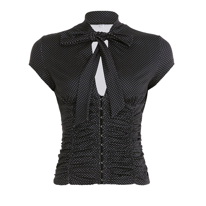 Damen Elegantes Rüschenshirt mit schickem Bindeband EB
