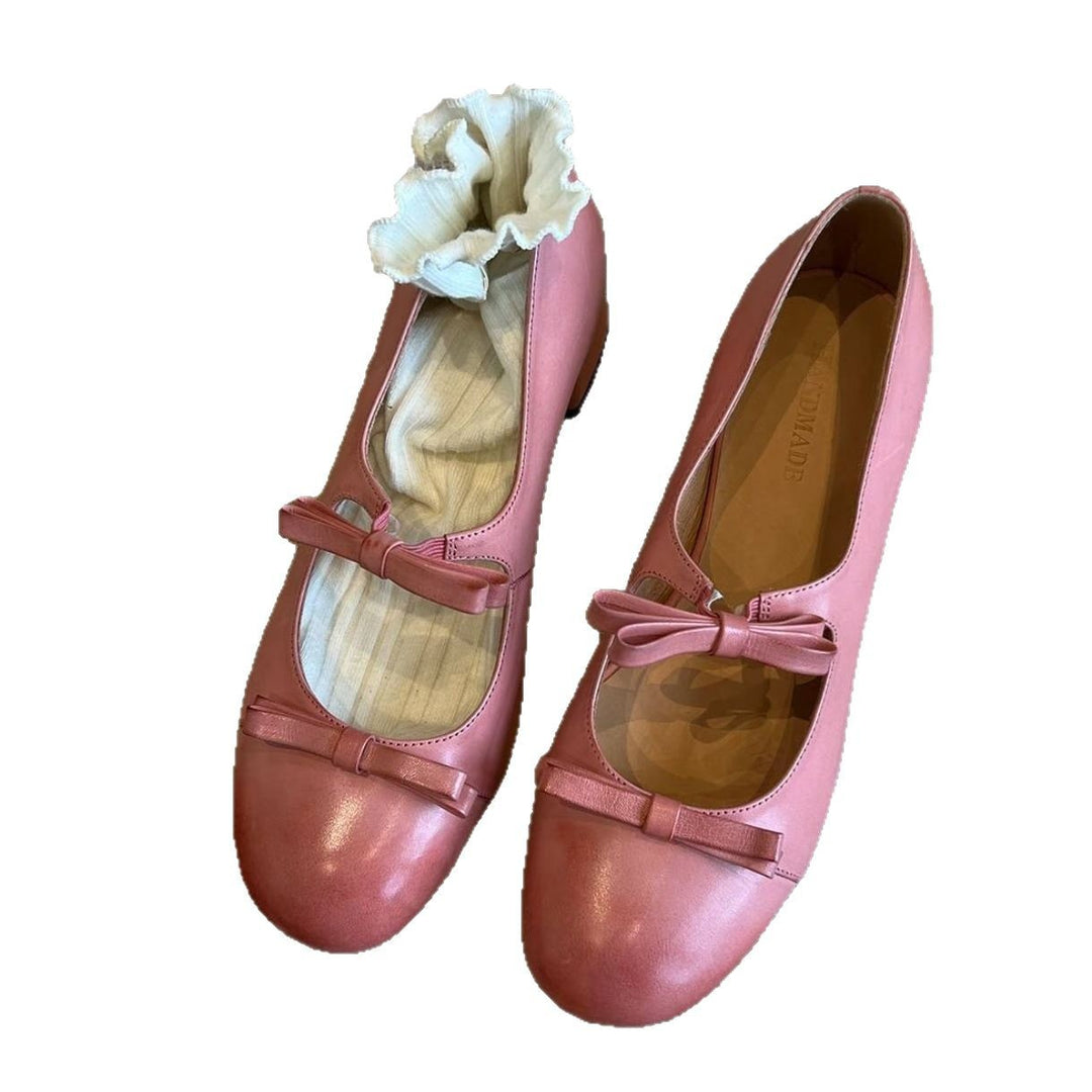 Damen Ballerinas mit dekorativem Strickbund und eleganten Schleifen EB