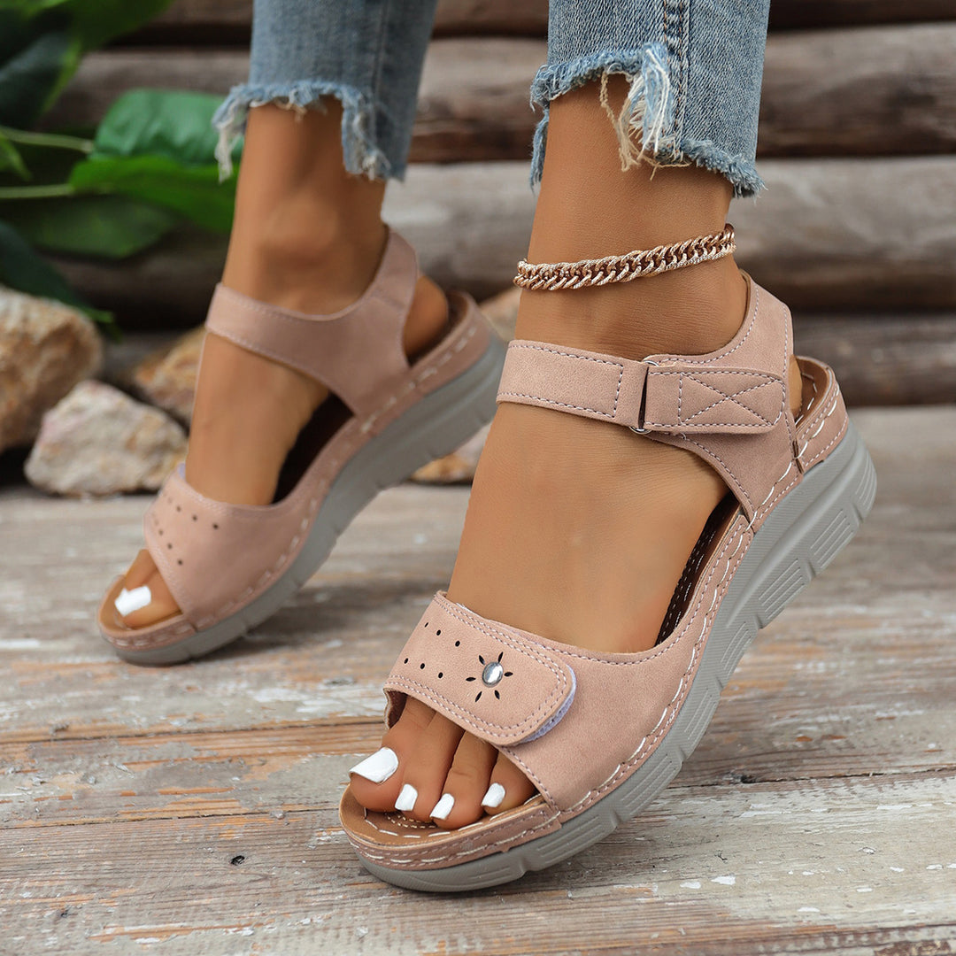 Damen Komfort-Sandalen mit verstellbarem Klettverschluss und rutschfester Sohle EB