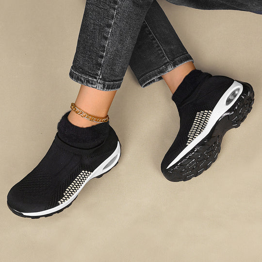 Damen High-Top Sport-Sneaker mit atmungsaktivem Strickoberteil und isolierendem Futter EB