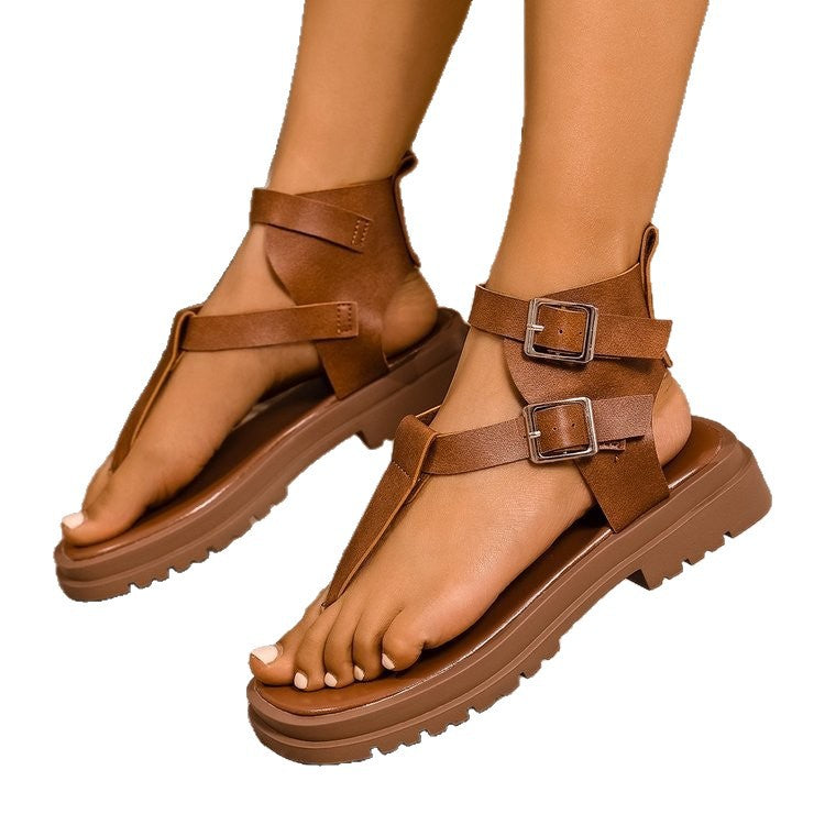 Damen Riemensandalen mit verstellbarem Schnallenverschluss und robustem Profil EB