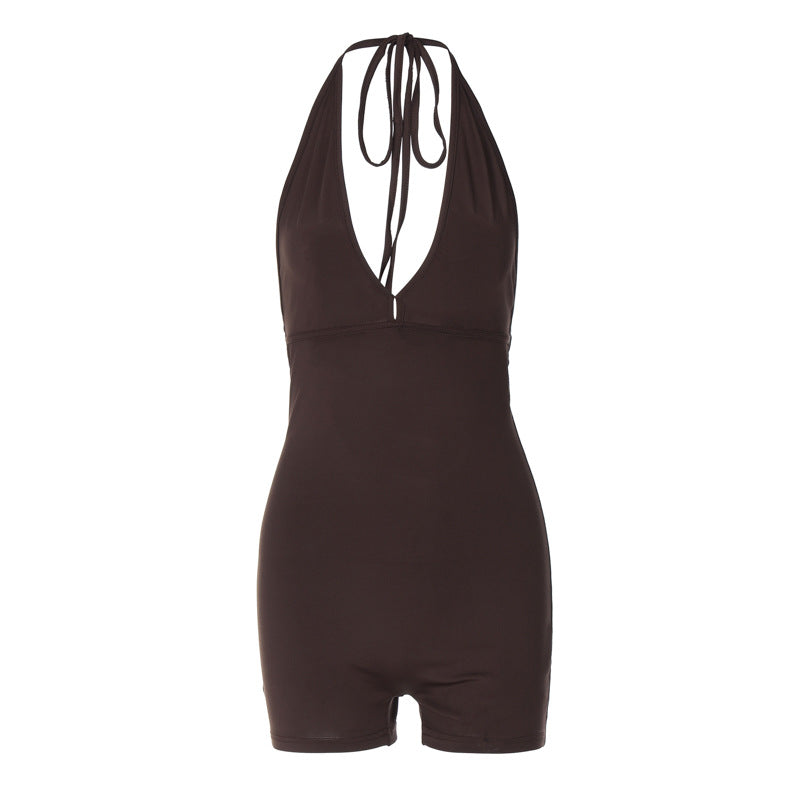 Damen eleganter Badeanzug mit tiefem V-Ausschnitt und abnehmbaren Trägern EB