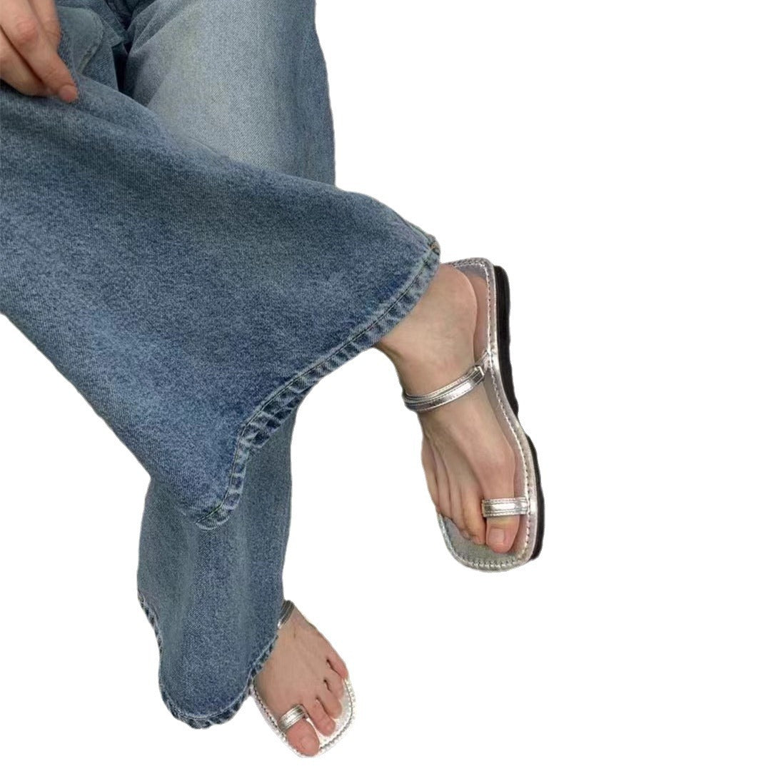 Damen eleganten Zehentrenner-Sandalen mit modischem Riemendesign und komfortablem Fußbett EB