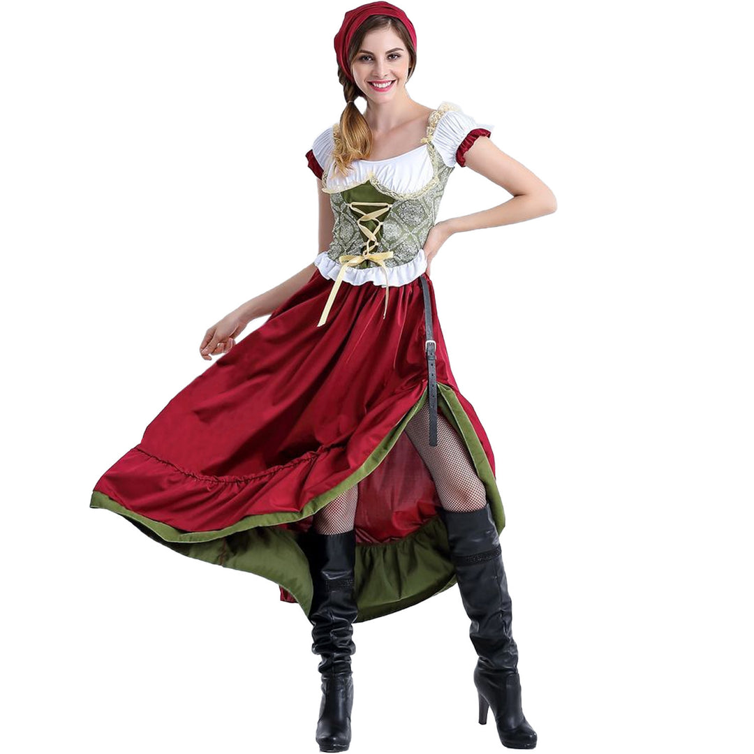 Damen nan authentisches Oktoberfest Madl Kostüm mit Schnürcorsage weiten Trompetenärmeln EB