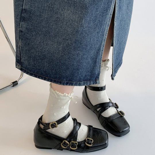Damen Ballerinas mit dekorativem Riemchendesign EB