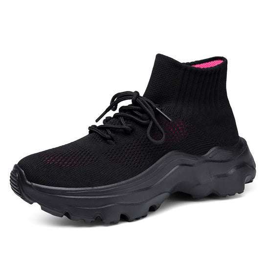 Damen Strick-Sneakers mit hohem Kragen und rutschfester Sohle EB
