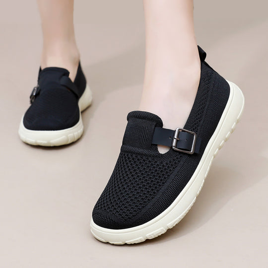 Damen nan atmungsaktiver Strick-Slip-On mit verstellbarer Metallschnalle und federnder Leicht-EVA-Sohle EB