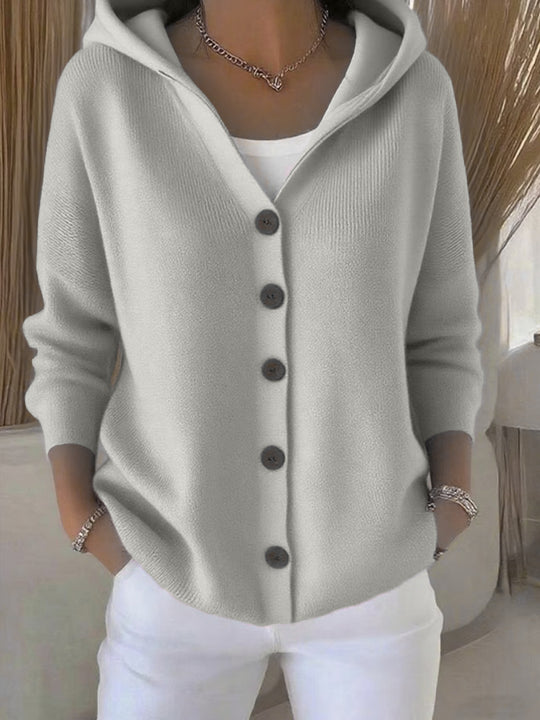 Damen nan Kapuzen-Cardigan mit Knopfleiste und lässiger Oversize-Passform EB