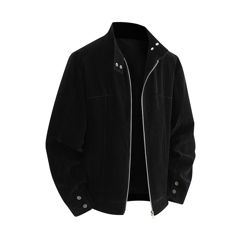 Herren Freizeitjacke aus weichem Kunstleder mit praktischem Kragen und Reißverschluss EB