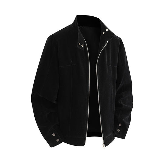 Herren Freizeitjacke aus weichem Kunstleder mit praktischem Kragen und Reißverschluss EB