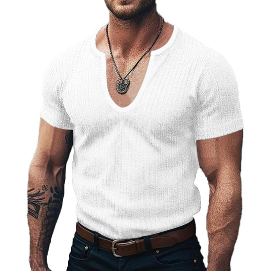 Herren Ribbed V-Ausschnitt T-Shirt EB