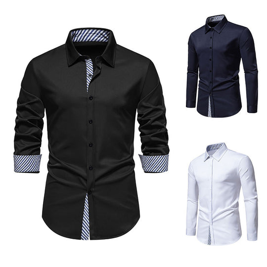 Herren Langarmhemd mit modernem Kontrastdesign EB