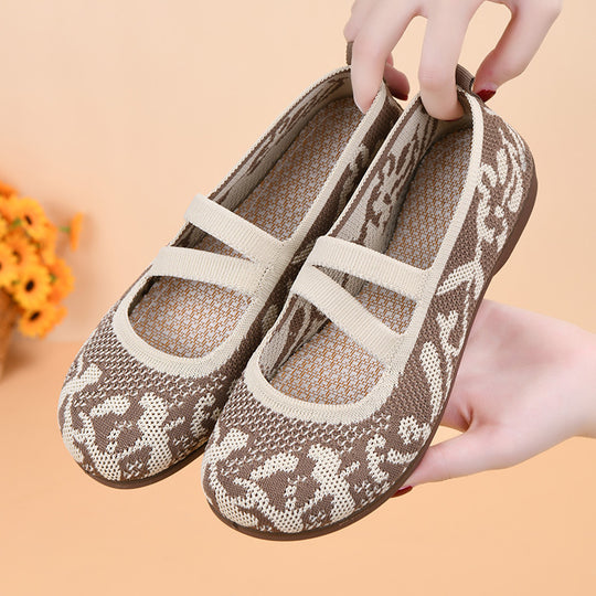 Damen Bequeme Ballerinas mit elastischen Riemen EB