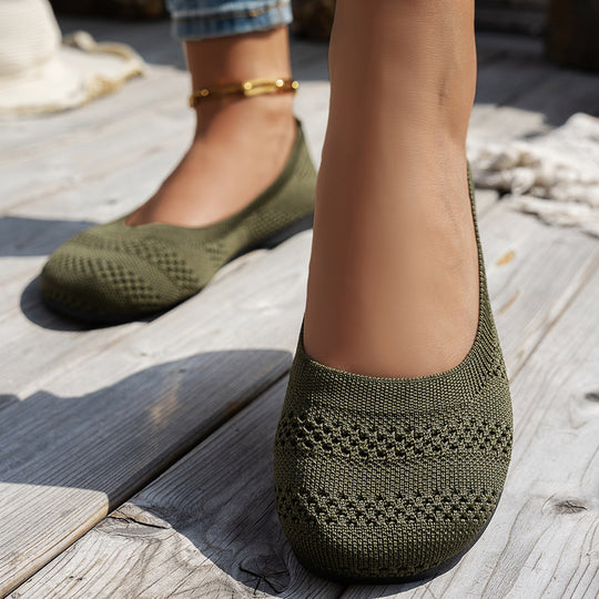 Damen Ballerinas mit elastischem Strickdesign und rutschfester Sohle EB