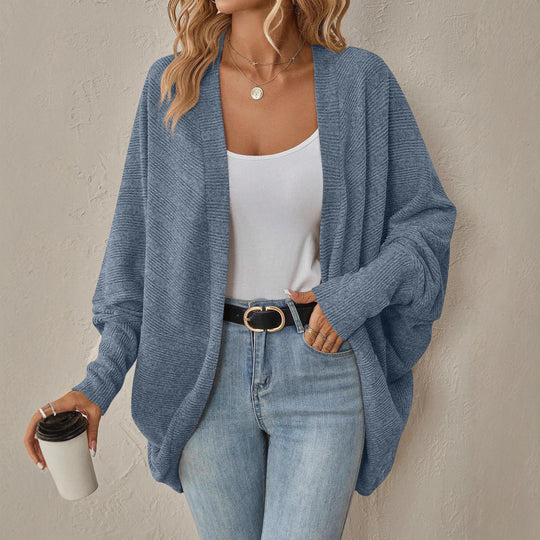 Damen lässiger Strickcardigan mit überschnittenen Schultern und weitem Schnitt EB