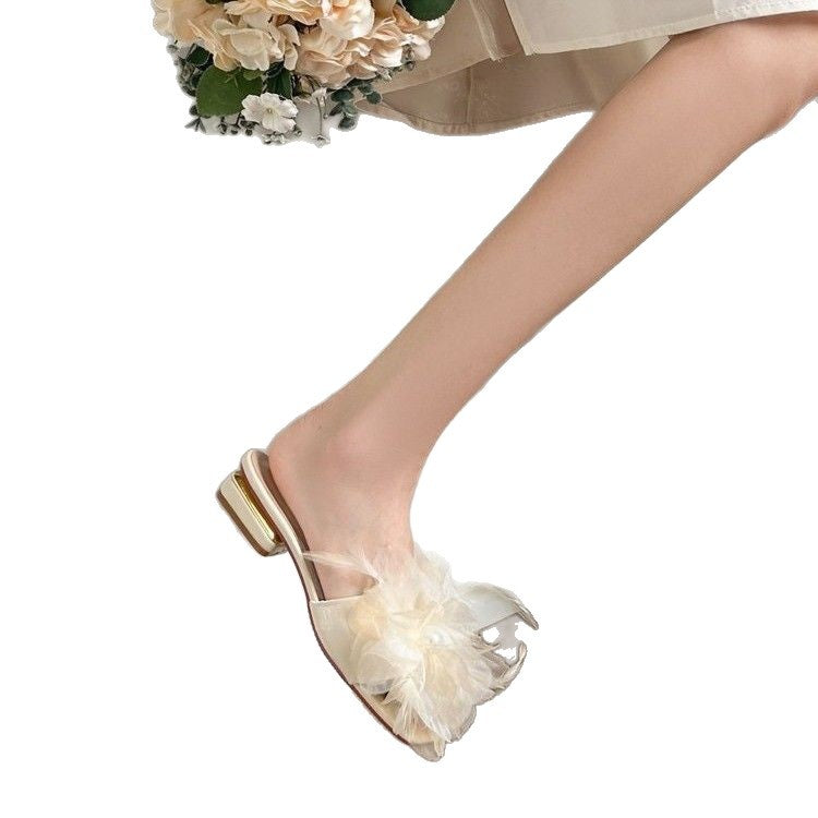 Damen elegante Pantoletten mit floralem Akzent EB