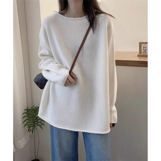 Damen Oversized Strickpullover mit lässigem Schnitt und hohem Kragen EB