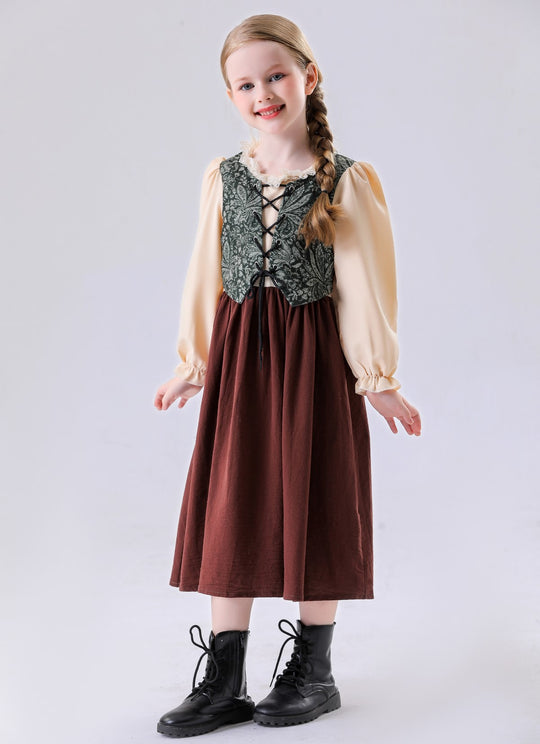 Unisex nan Kinderweste im Vintage Brokatstil mit floralem Jacquardmuster EB