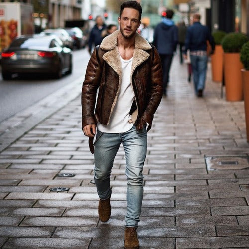 Herren Jacke mit kragenförmigem Teddyfutter EB