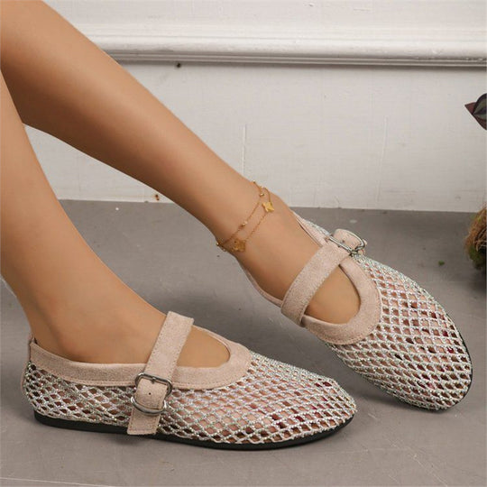 Damen modische Netz-Mary-Jane-Schuhe mit eleganter Schnalle EB