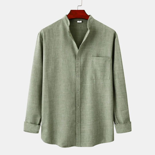 Herren Langarmhemd mit praktischem Stehkragen und eleganter Textur EB