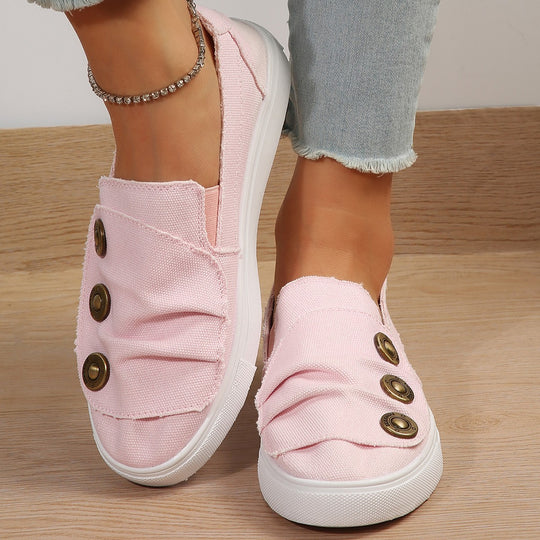 Damen Slip-On Sneakers mit modischen Knopfdetails EB