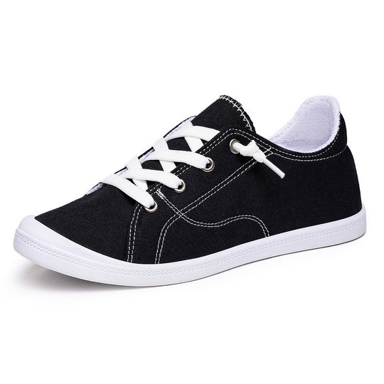 Damen nan klassische Canvas-Sneaker low-top mit verstärkter Gummisohle, Metallösen und gepolstertem Fersenkragen EB