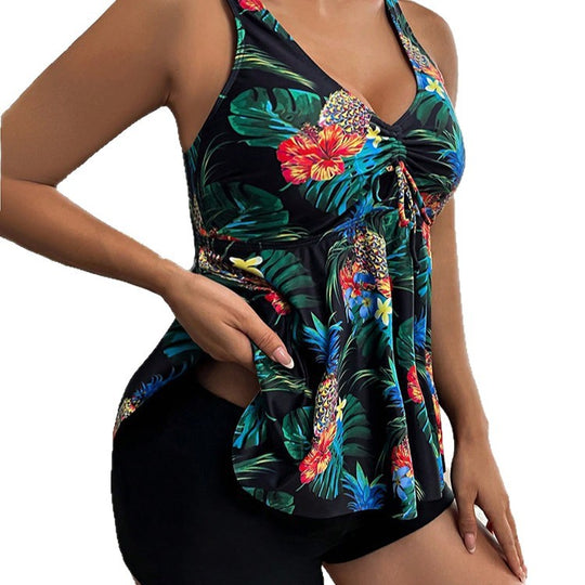 Damen sommerliches Tankini-Oberteil mit femininem Volant EB