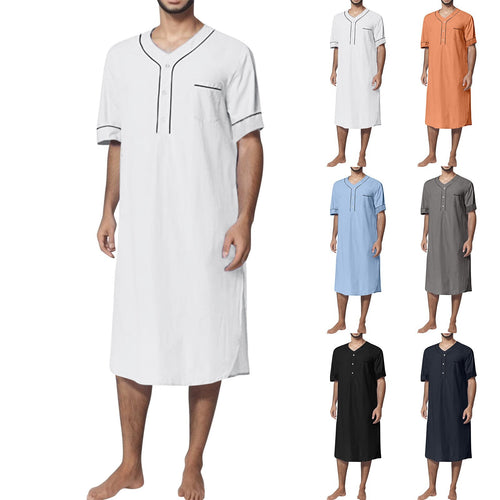 Damen Kurzarm-Kleid mit modernem Stehkragen und praktischer Knopfleiste EB