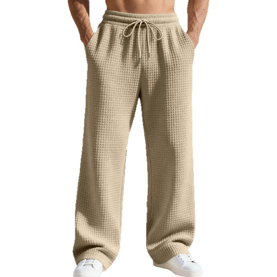 Herren nan Waffelstruktur-Jogginghose mit elastischem Tunnelzug und geradem Bein EB