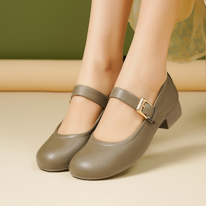 Damen Mary Jane Ballerinas mit rutschfester Sohle und verstellbarem Riemen EB