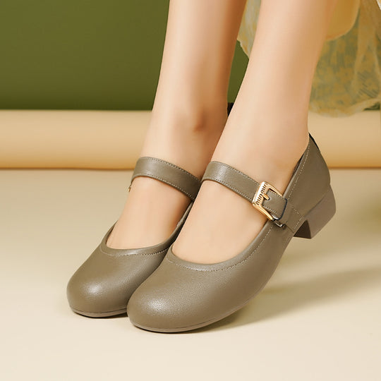 Damen Mary Jane Ballerinas mit rutschfester Sohle und verstellbarem Riemen EB
