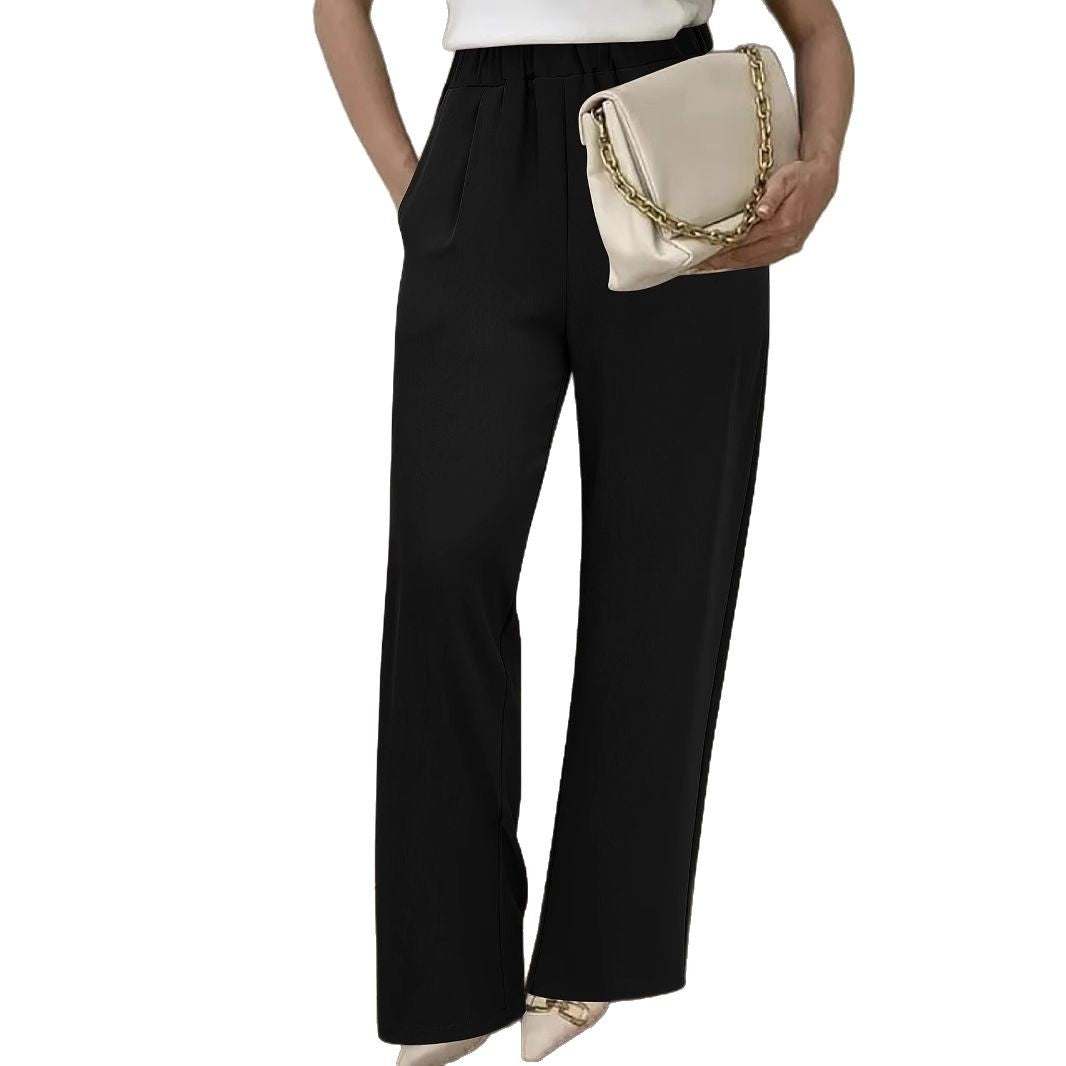 Damen Weite Hochtaillierte Stoffhose mit elegantem Gummibund EB