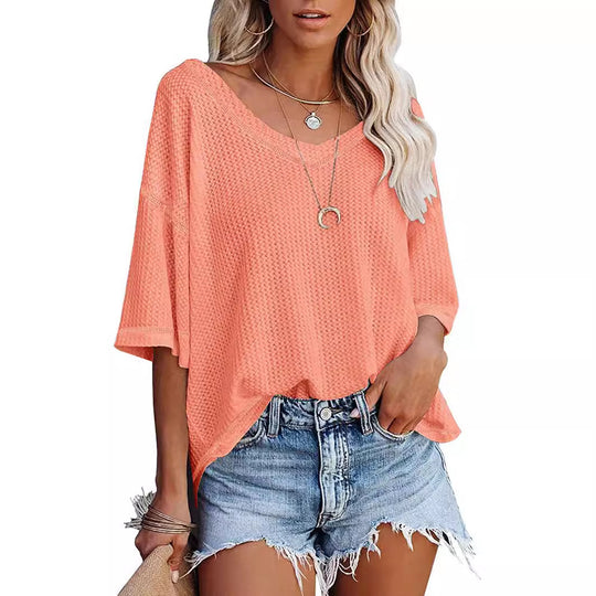 Damen lässiges Oversized-Oberteil mit strukturiertem Webmuster EB