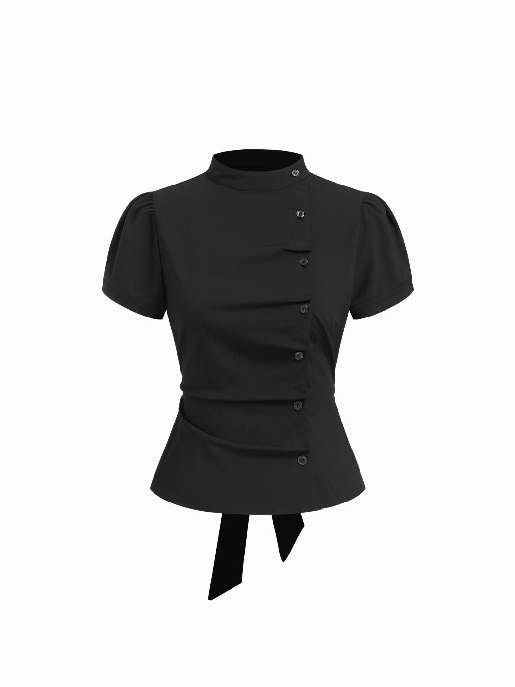 Damen Karierte Bluse mit hoher Taille und Puffärmeln EB