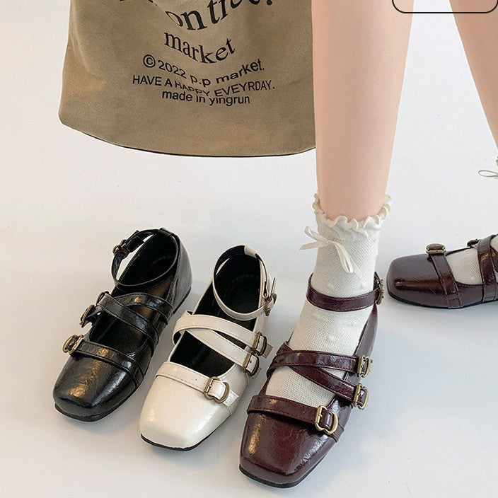 Damen Ballerinas mit dekorativem Riemchendesign EB