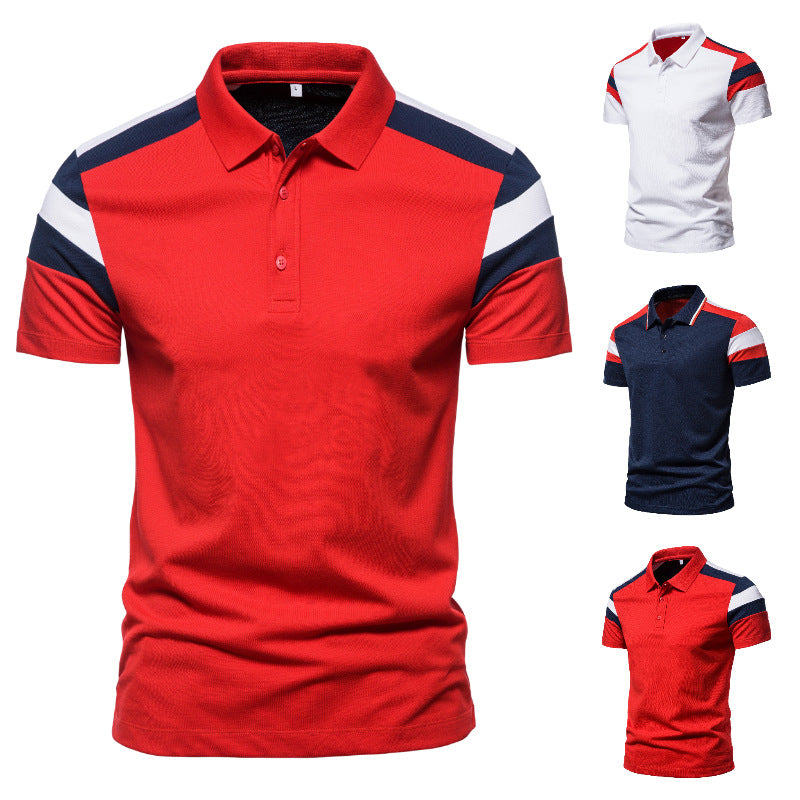 Herren Poloshirt mit modernem Farbblockdesign und atmungsaktiver Baumwollmischung EB