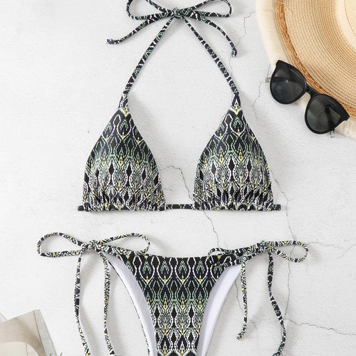 Damen Triangel-Bikini mit verspieltem Knoten-Design EB