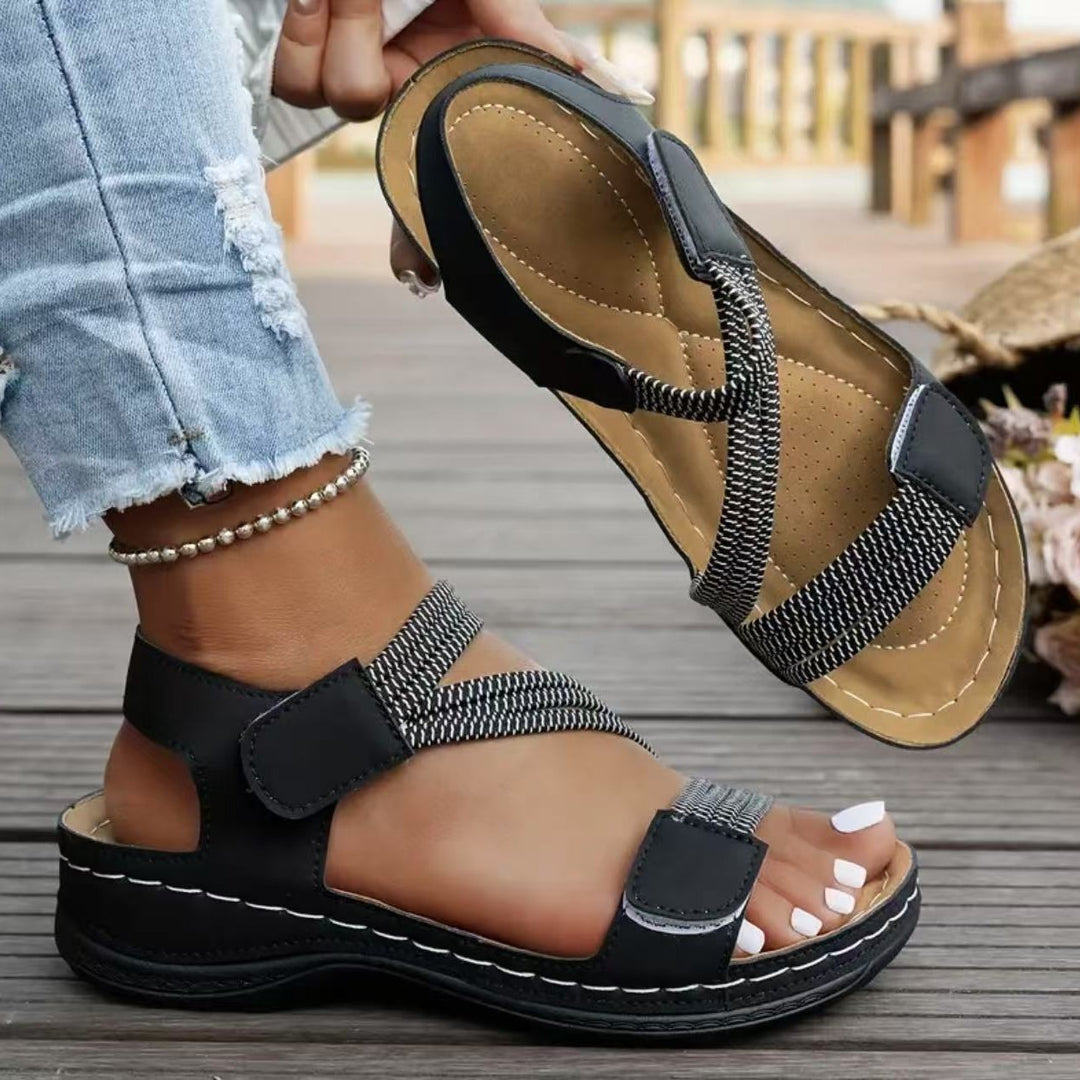 Damen bequeme Sandalen mit ergonomischem Riemen-Design EB