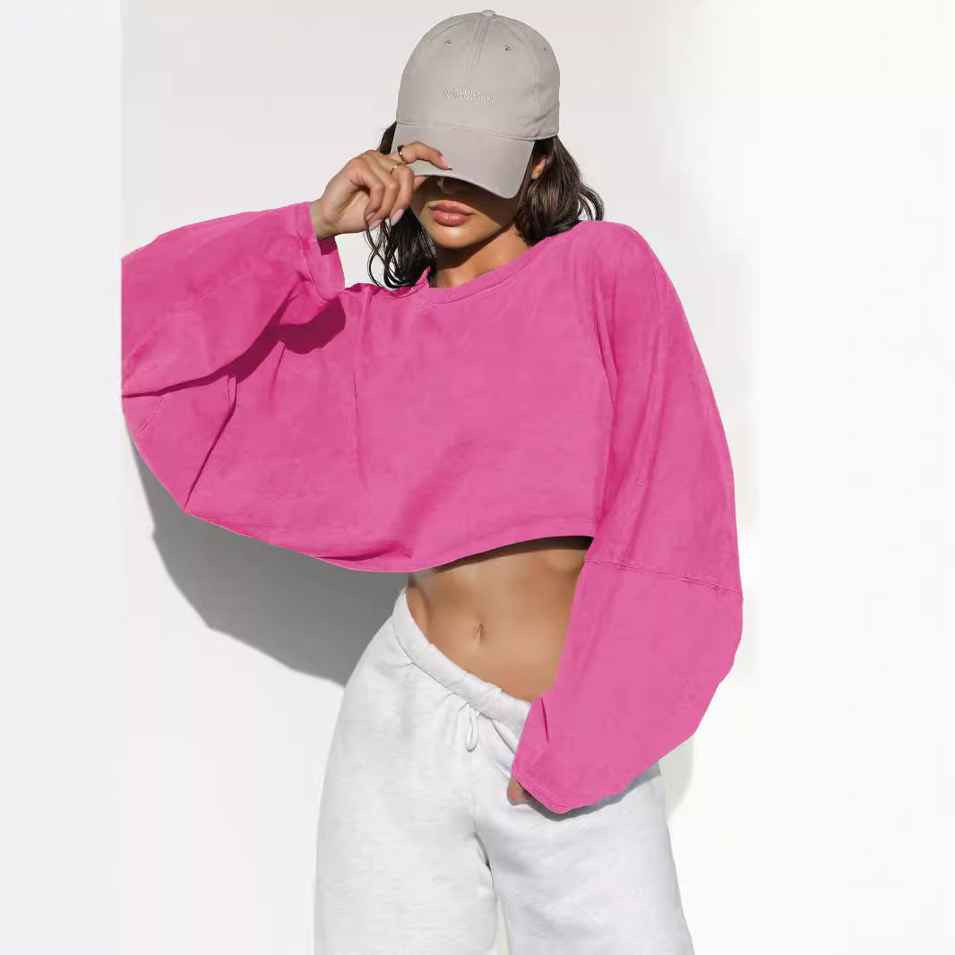 Damen lässiger Crop-Pullover EB