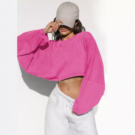 Damen lässiger Crop-Pullover EB