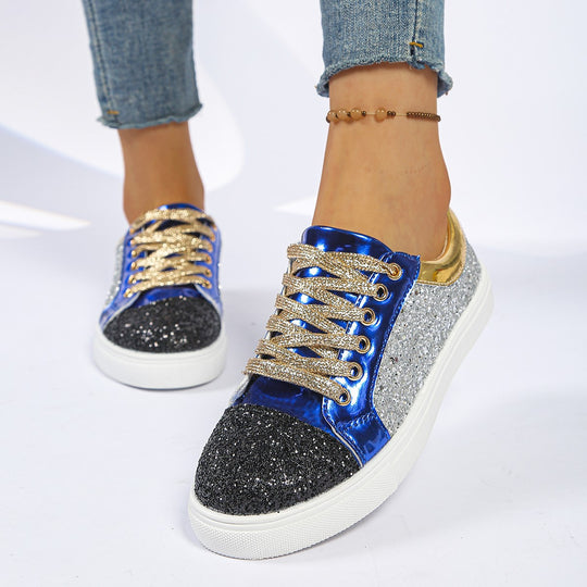 Damen  Glitzer-Sneaker mit funkelnder Zehenkappe, metallic-Overlays und gepolstertem Komfortfußbett EB