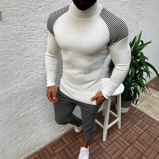 Herren Hochwertiger Funktionspullover mit modischem Stehkragen und strukturiertem Design EB