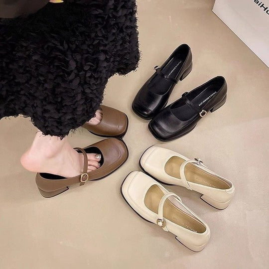 Damen Elegante Mary Jane Schuhe mit modischem Schnallen-Detail EB