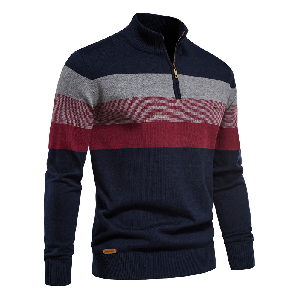 Herren Sweatpullover mit modernem Kurzreißverschluss und stilvollen Farbblockstreifen EB